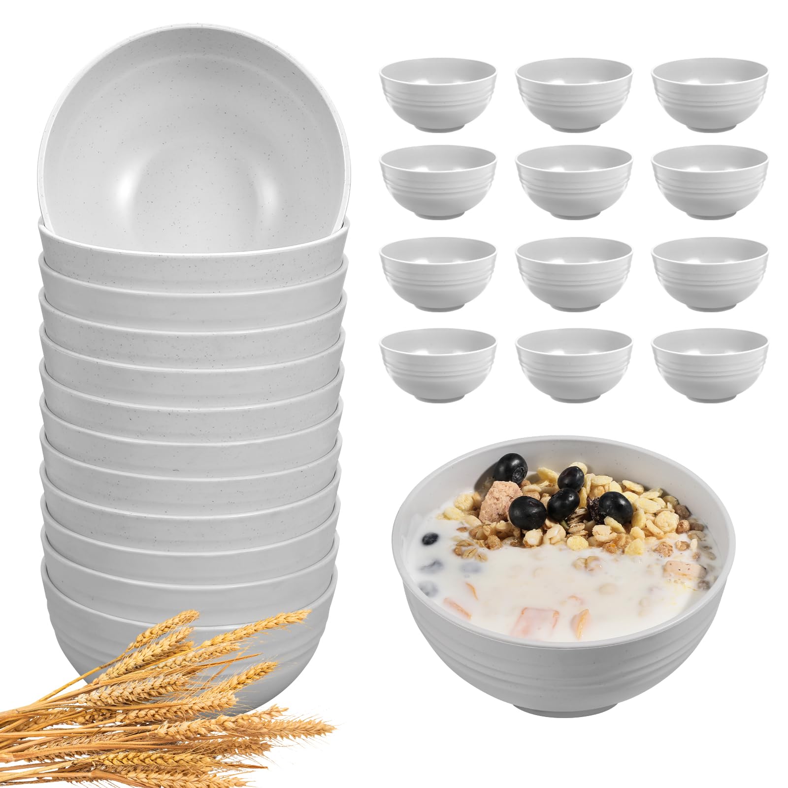 HEYCOME Wheat Straw Bowls - 12 Pcs Unbreakable -10 HEYCOME Wheat Straw Bowls - 12 Pcs Unbreakable -10