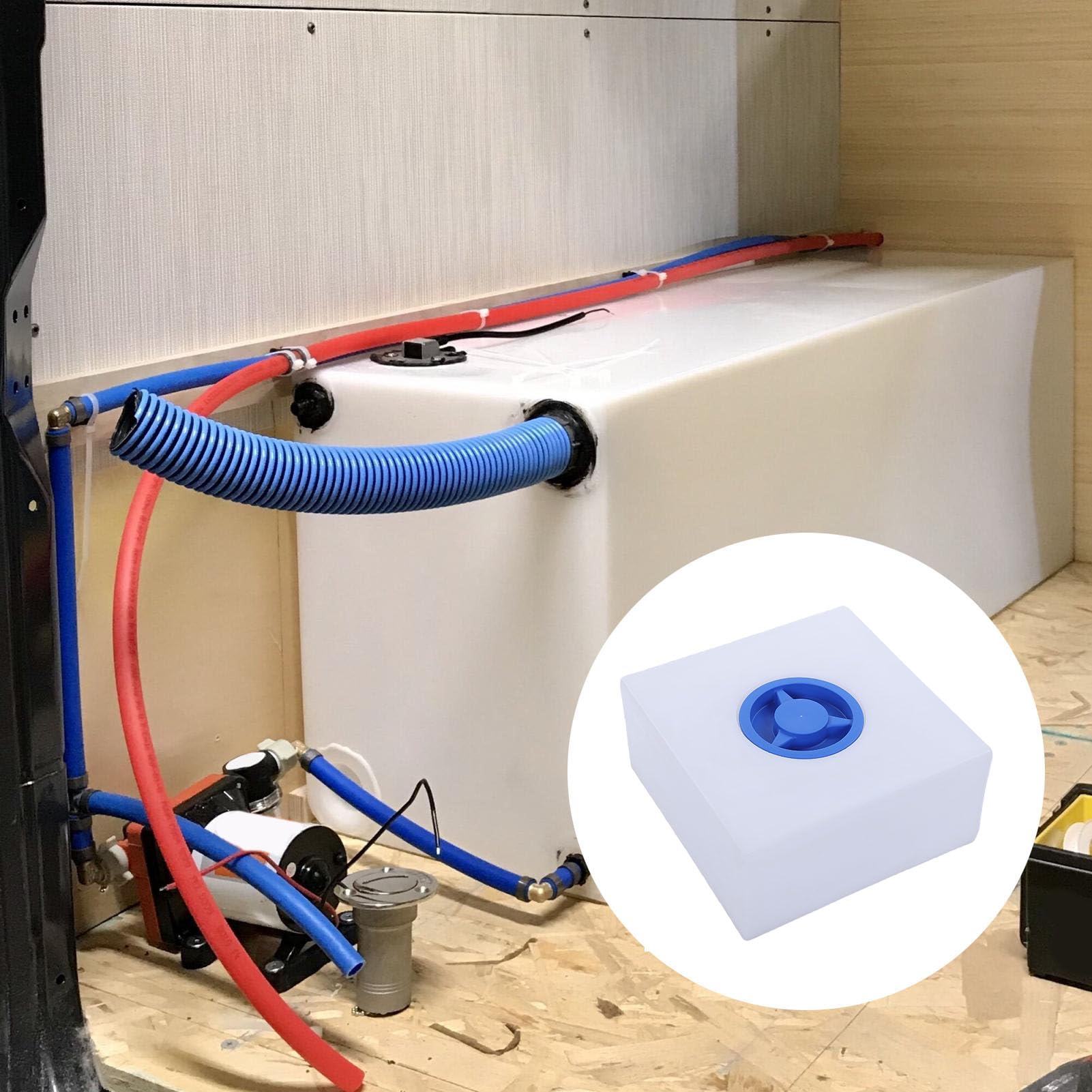 banapoy Frischwassertank für Wohnmobile, 5,5 Gallonen Trinkwasserspeicher in Lebensmittelqualität, Tragbarer Wassertank mit Nahtloser Einteiliger Quadratischer Form für Wohnmobile, Anhänger,