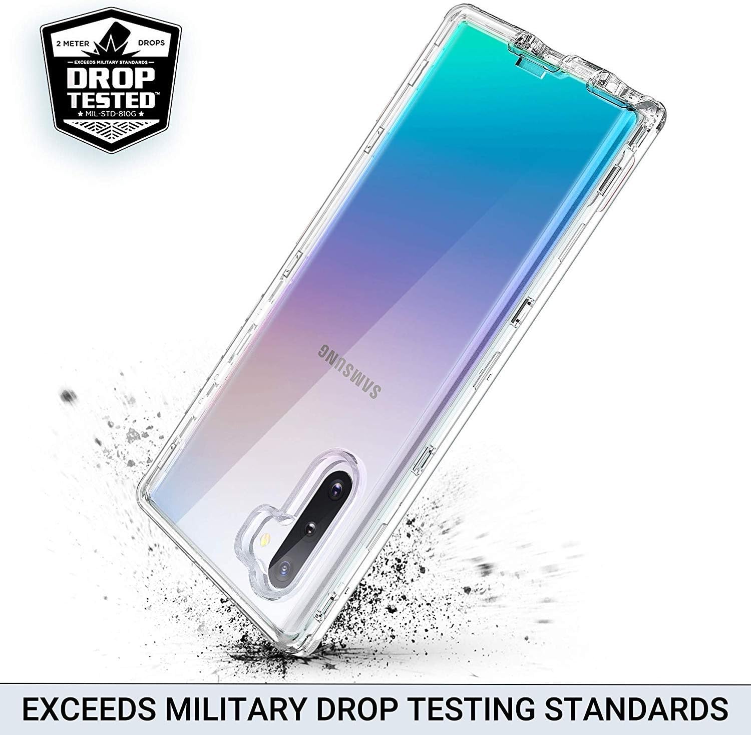 ULAK Galaxy Note 10 Case, Heavy Duty Shockproof Rugged Protection Case Transparent Soft TPU Protective Cover for Samsung Galaxy Note 10 6.3 inch (2019) Without Screen Protector, Crystal Clear