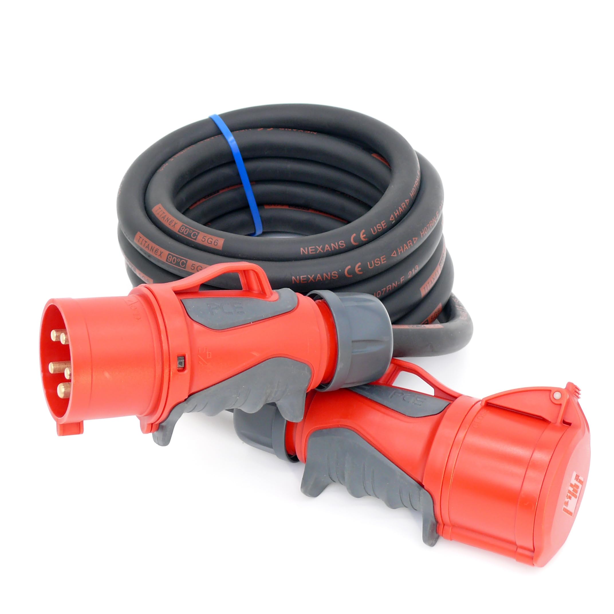 CEE Starkstromkabel (1,5m-50m) 32A Verlängerungskabel Titanex H07RN-F 5x6mm² mit PCE Grip Stecker und Kupplung, Business-Line von Event-Kabel (50 Meter)