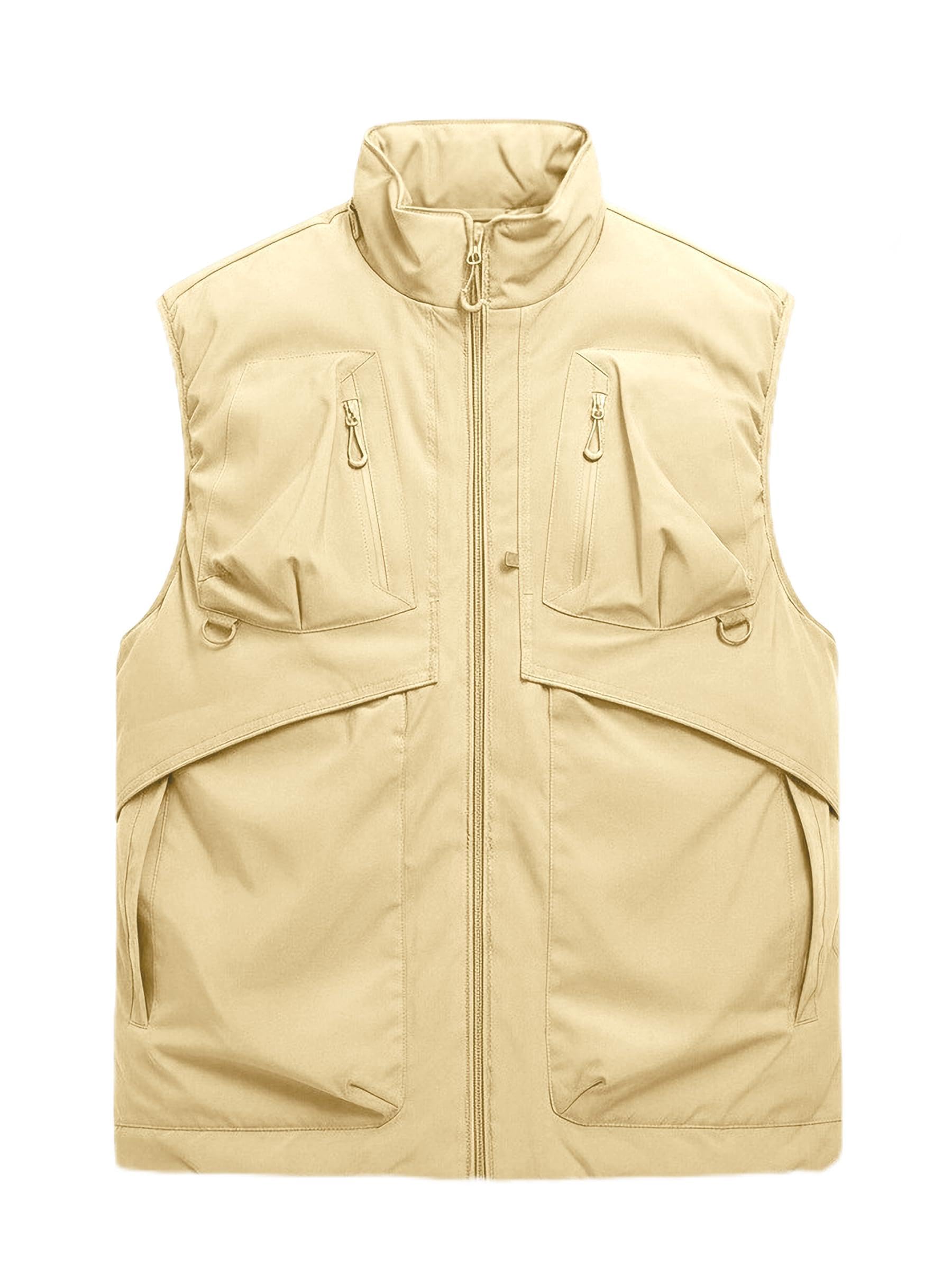 Mens Outerwear Vests Winter Vest Warm Water-Resistant Fleece Lined Mock-Neck Casual Outdoor Sleeveless Jacket