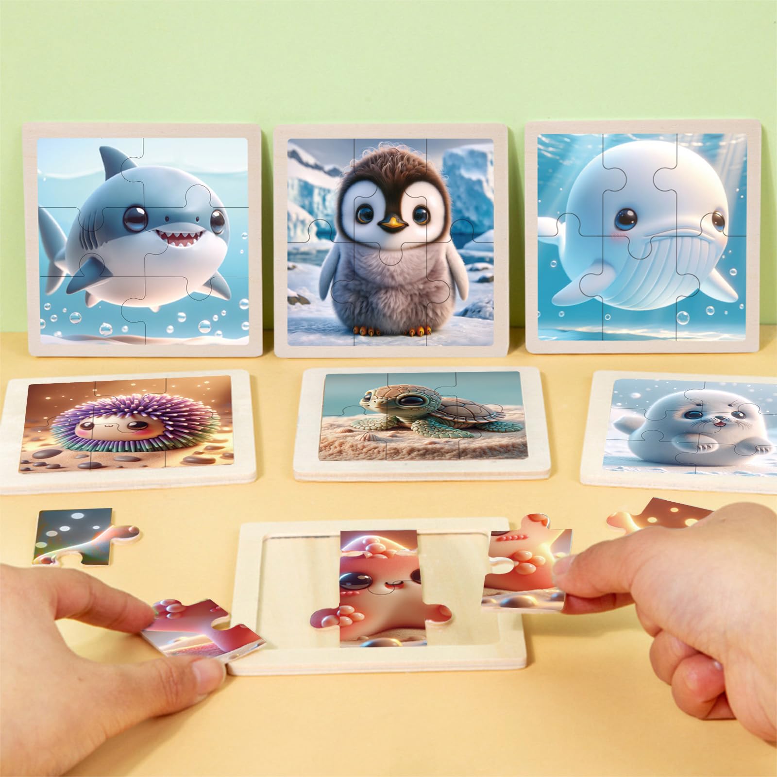 8 Packs Wooden Toddler Puzzles for Kids Ages 3-5, Jigsaw Puzzles for Toddlers 3-5 - Image 3