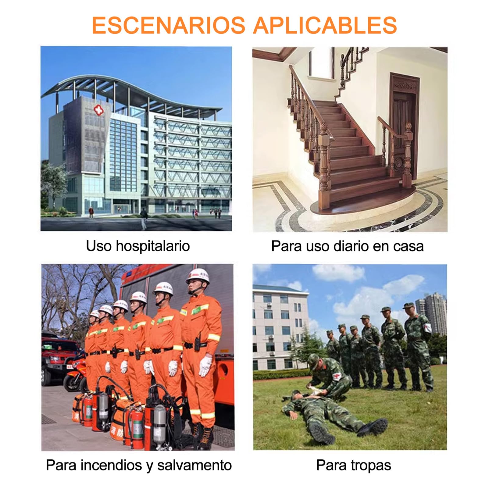 4 Ruedas EMS Silla de Escalera Silla para Escaleras Silla de Ambulancia de Emergencia Plegable Capacidad de Carga 159kg evacuación de Emergencia con Hebillas de Liberación Rápida