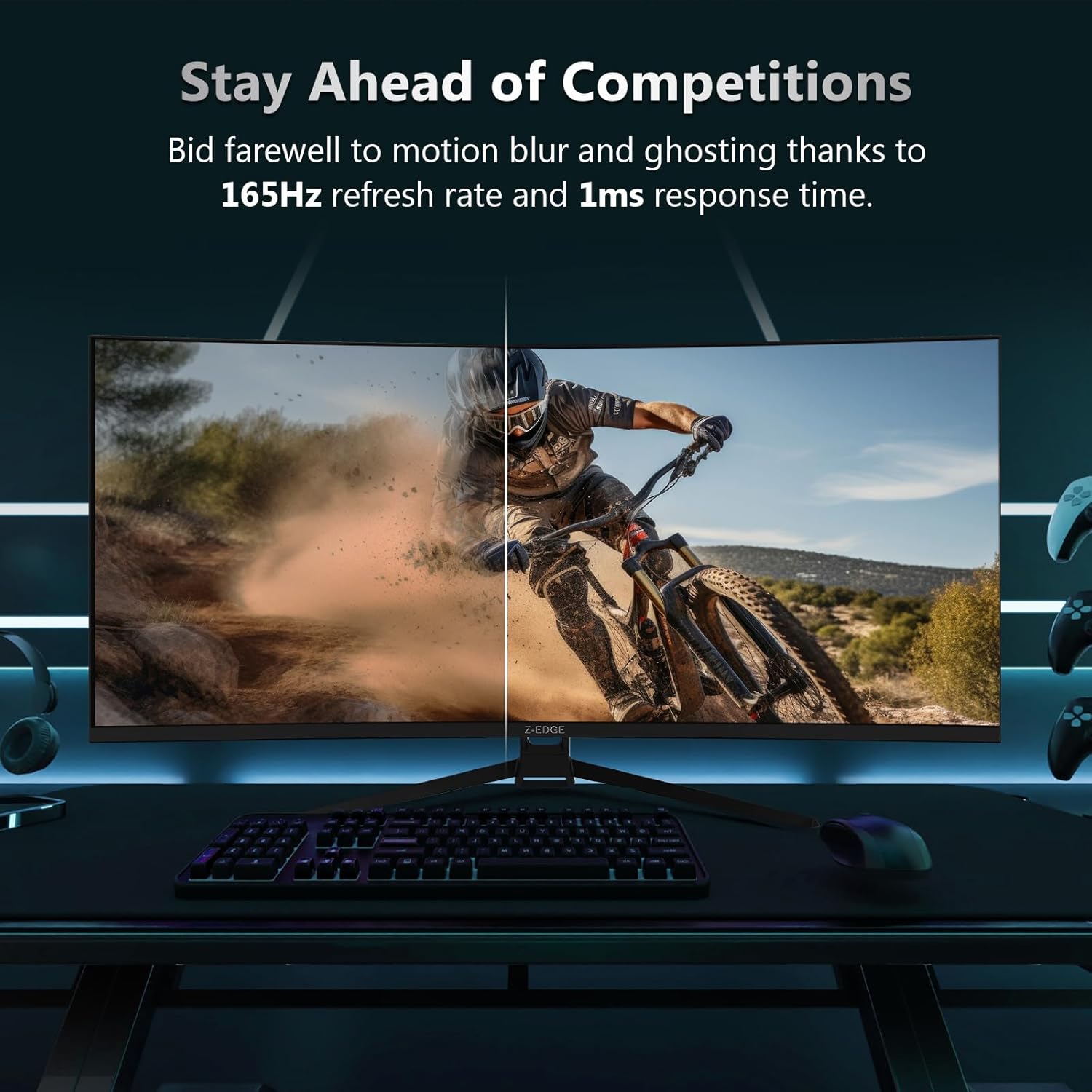 Z-Edge 34" Curved Gaming Monitor, WQHD 1440P 165Hz 144Hz PC Monitor, MPRT 1ms, 21:9 Aspect Ratio, 1500R, 16.7M Colors, 3000:1 Contrast, UG34 Frameless Bezel, 2X DP 1.4 Ports and 2X HDMI 2.0 Port