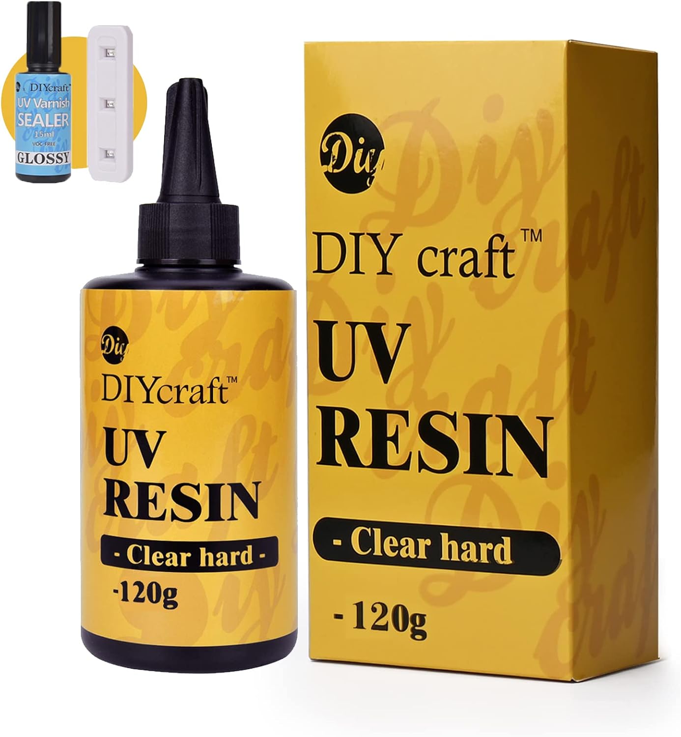 UV Resin with Light - Clear Crystal Improved Ultraviolet Curing for DIY Jewelry Making, Hard UV Glues Craft Kit… (120g)