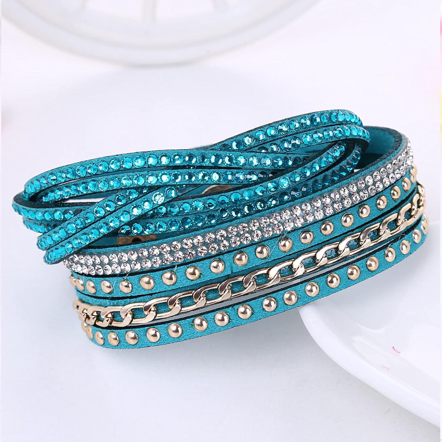 Long tiantian Leather Wrap Bracelets for Women Boho Multi Layered Bracelets Western Jewelry Hot Pink Accessories Birthday Gifts - Image 2