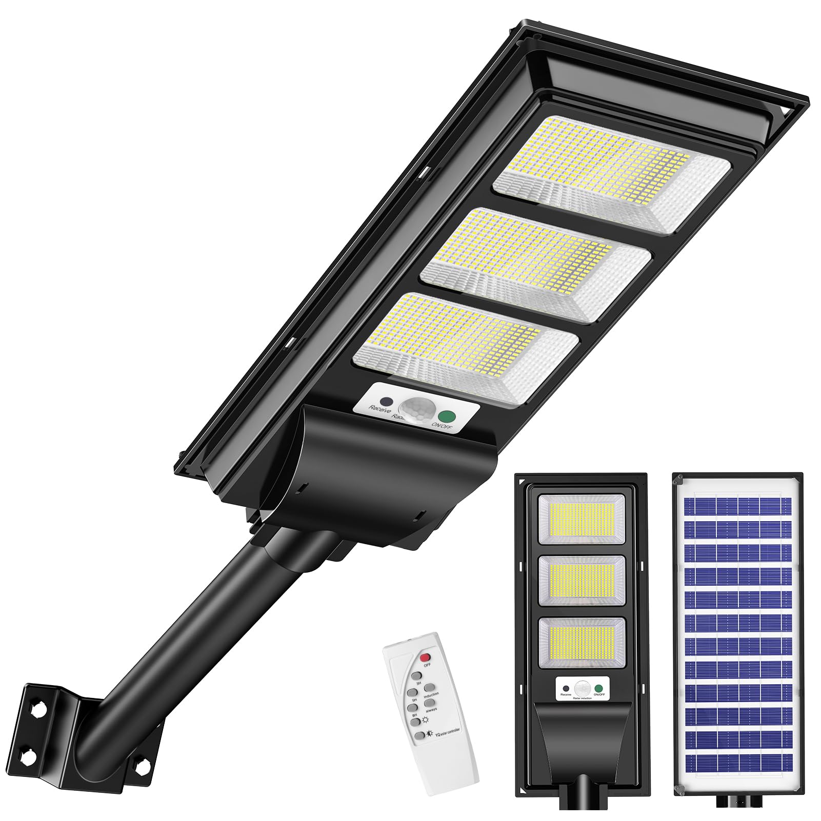 Projecteur Solaire Extérieur Intelamp 3000LM - Détecteur De Mouvement, Télécommande & Panneau Réglable | Éclairage Jardin Puissant