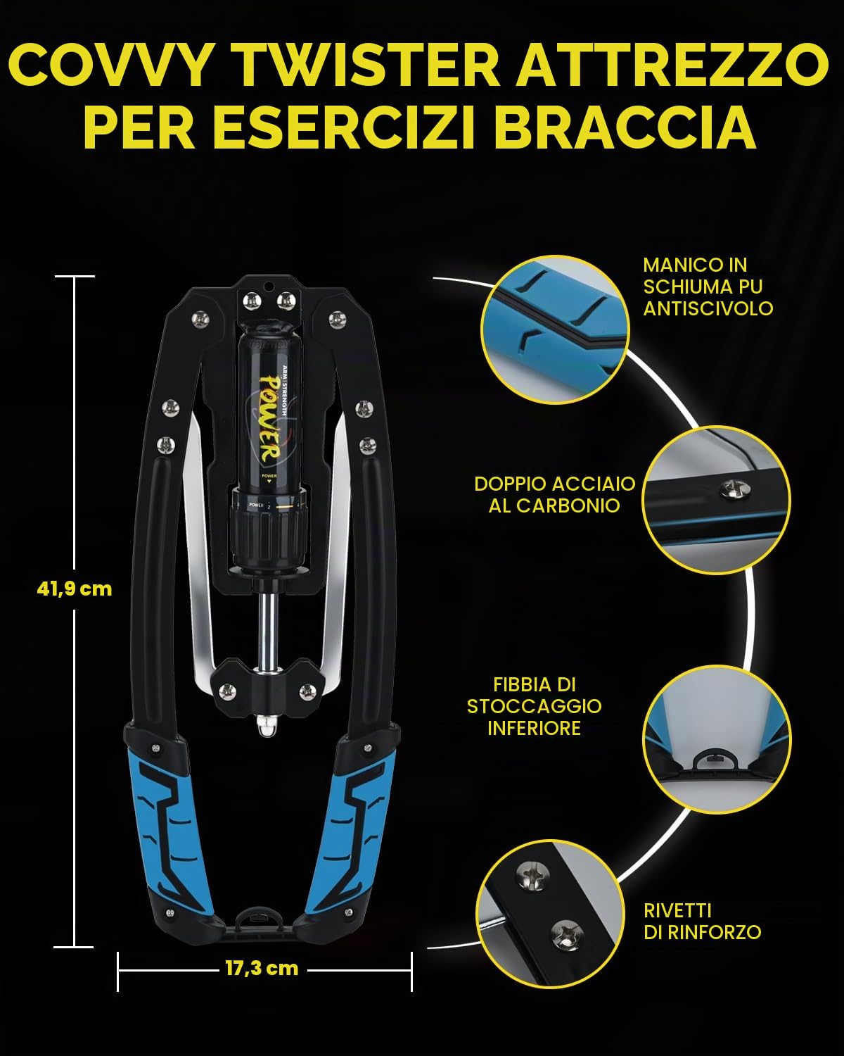 Twister - Attrezzo per esercizi per braccia, regolabile, 10-199,6 kg, per allenare i muscoli delle spalle, per rafforzare le braccia, bicipiti, addome, spalle