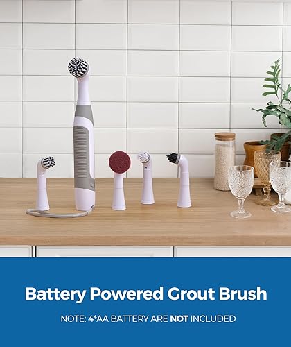 Miniatura 7 de kHelfer Cepillo de limpieza eléctrico, limpiador de batería, cepillo eléctrico para lechada y 5 cepillos de repuesto, limpiador ligero e impermeable