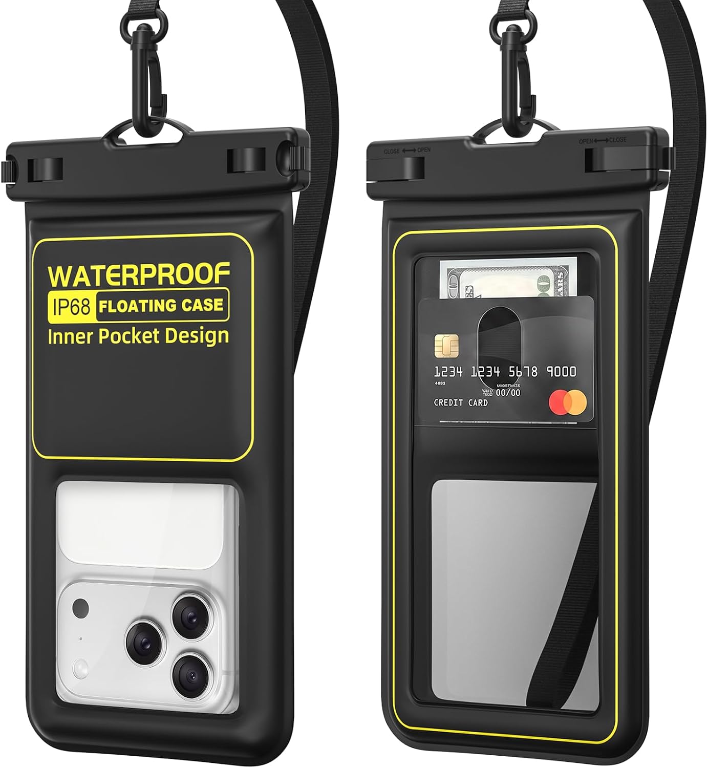 2Pack IPX8 Universal Waterproof Phone Pouch with Inner Card 