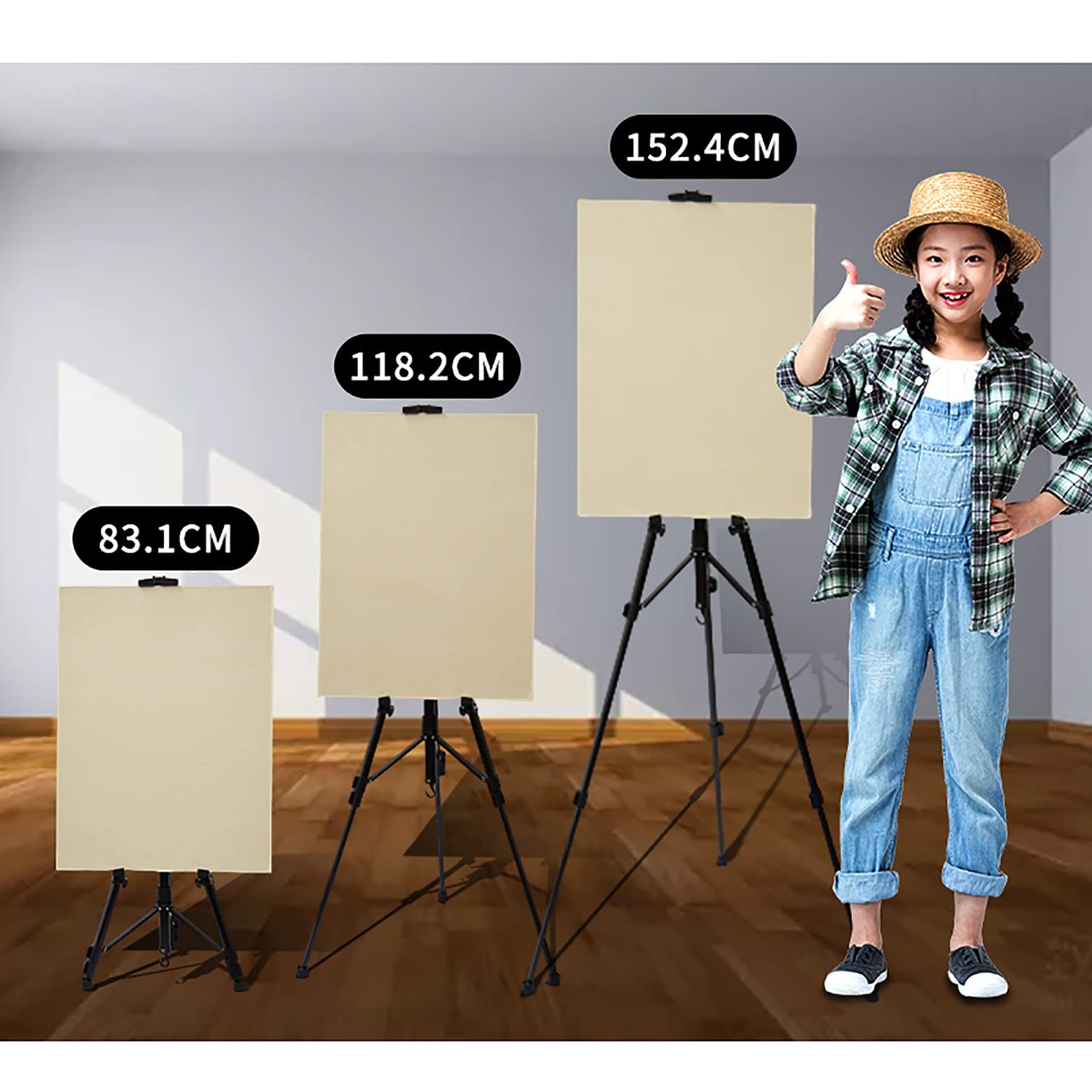 Mocna I Trwała Składana Metalowa Sztaluga, Przenośna Sztaluga Na Trójnogu, Małe Aluminiowe Sztalugi Przenośne O Szerokości 54-154 Cm Do Obrazów/Plakatów/Ślubów, Stojak Na Płótno Do Malowania Na Zewną