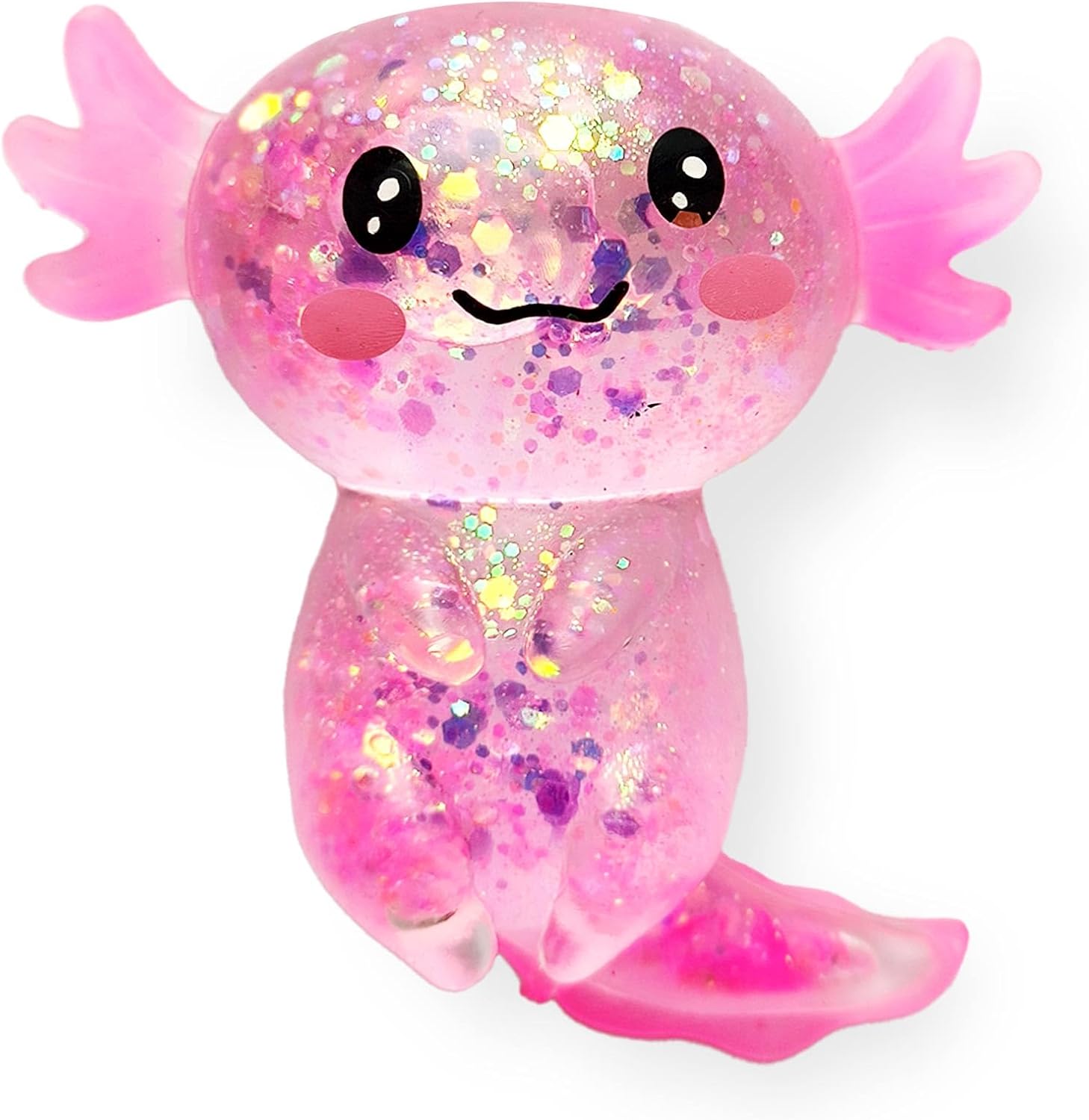 Axolotl Squishy Stress Relief Toy – Glitter Fidget Toy Cute Squeeze Toy for Kids & Adults, Sensory Anxiety Relief Squishy Toy, Party Favor Desk Fidget (3pcs)