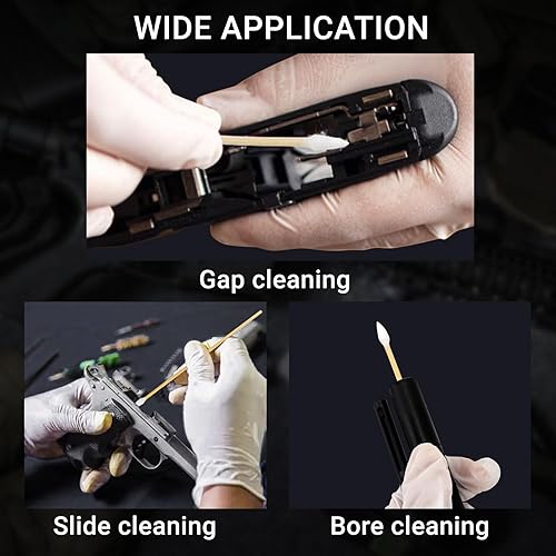 Miniatura 4 de Gun Cleaning Supplies Box of 6'' Pointed Gun Cleaning Swabs and 2'' Lint-Free Gun Patches for .22.30.45 Cal, 5.569mm (300patches200swabs)