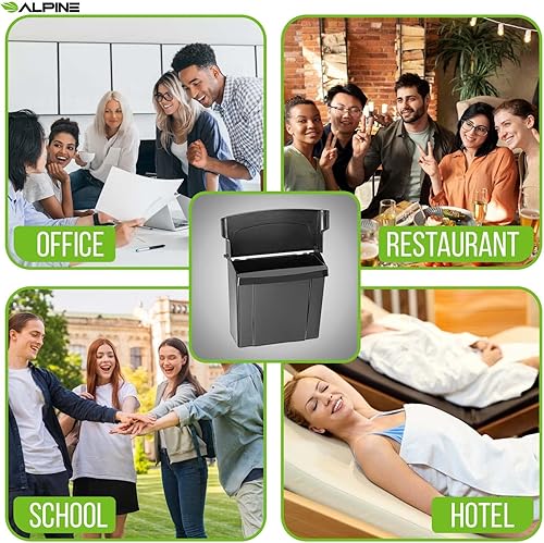 Miniatura 8 de Alpine - Recipiente para servilleta sanitaria, contenedor de eliminación de higiene femenina, cubo de basura montado en la pared con sello de