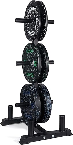 Miniatura 45 de CAP Barbell - Juego de discos olímpicos de goma de 2 pulgadas con soporte de 6 postes, 100-370 libras, múltiples opciones