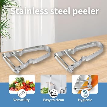 2 Pcs Kitchen Peeler with Peel Collection, Easy Peelers, Fruit Peeler, Stainless Steel Potato Peel for Home Kitchen, Easy Sharp Peel