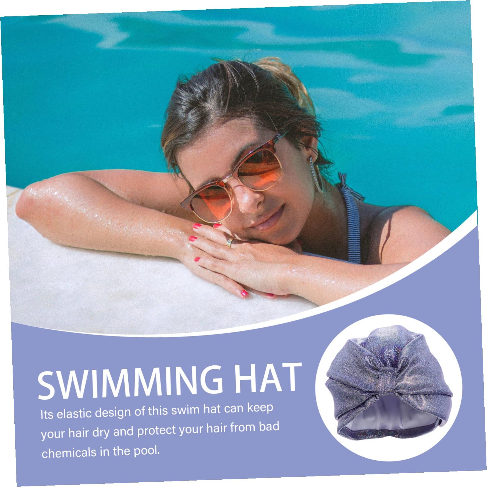 Gorro de Natación para Mujer Pelo Largo, Color Azul Brillante, Tejido de Nailon Elástico, Gorro Práctico y Cómodo para Nadar, para Adultos, Uso en Piscina y Actividades Acuáticas