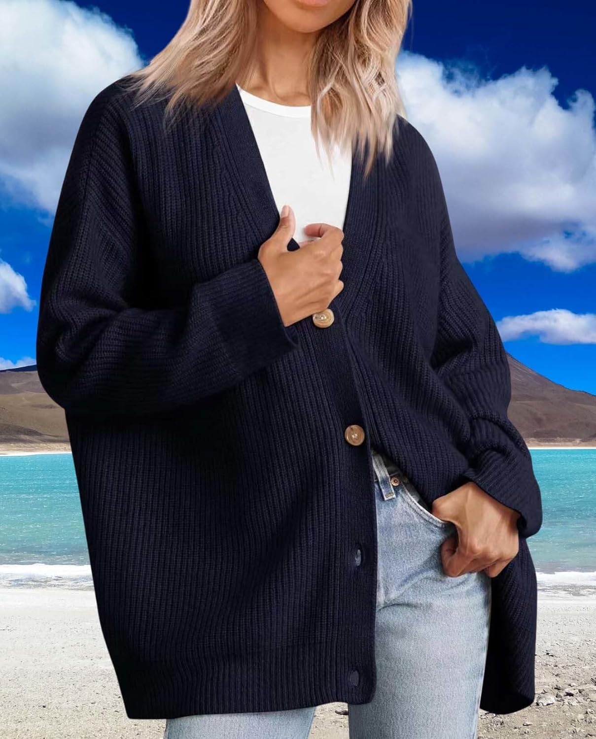 Womens Fall Fashion Oversized Lightweight Warm Knit Jacket Elevate Your Fashion Taste Work And Casual Wear - Image 4