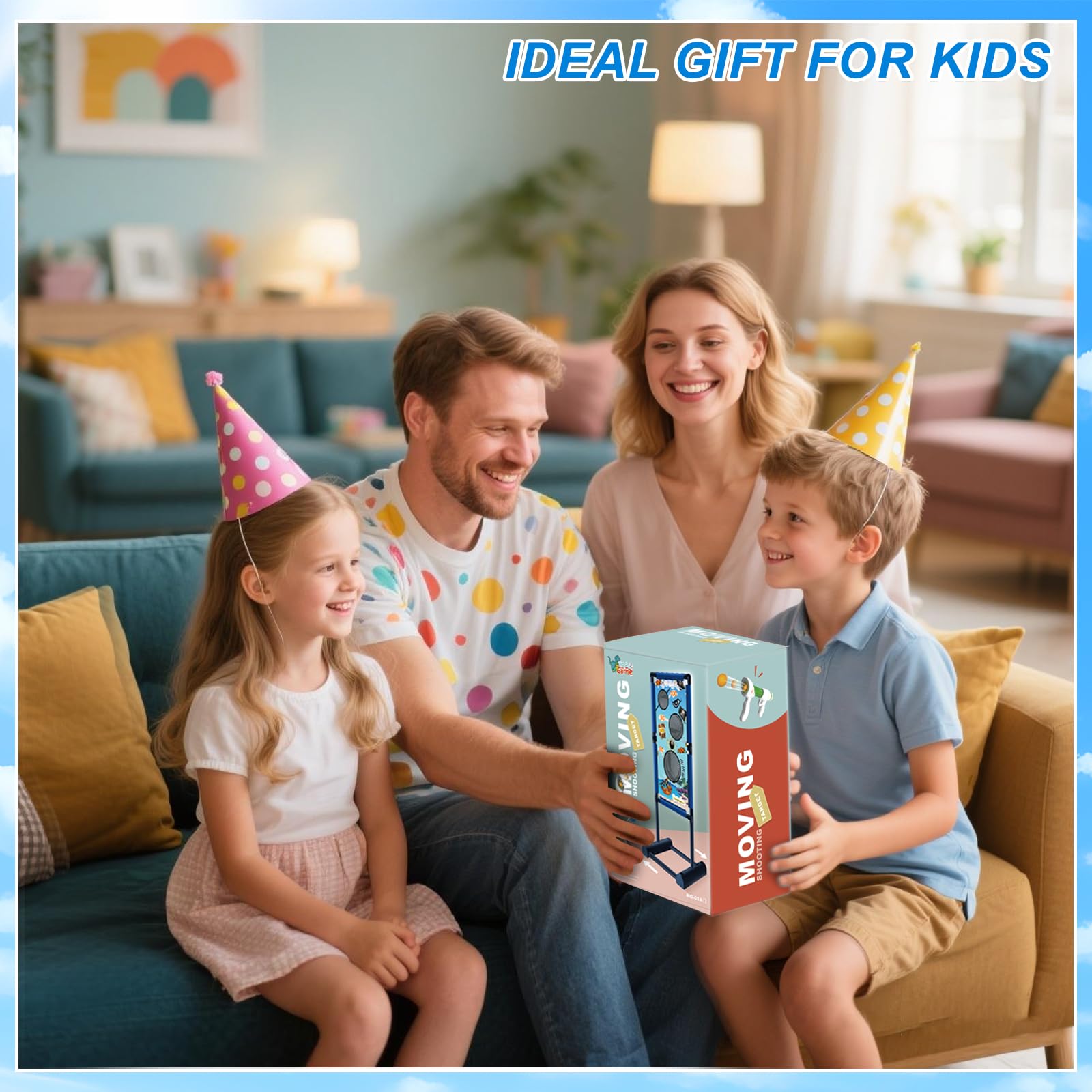 DX DA XIN Cible de Tir Mobile Jeux Enfant Jouets de Jardin D'Extérieur Comprend 2 Pistolets Jouets 18 Mousse Balles Jouet Garcon 4 5 6 7 8 9 10 Ans Cadeaux Créatifs