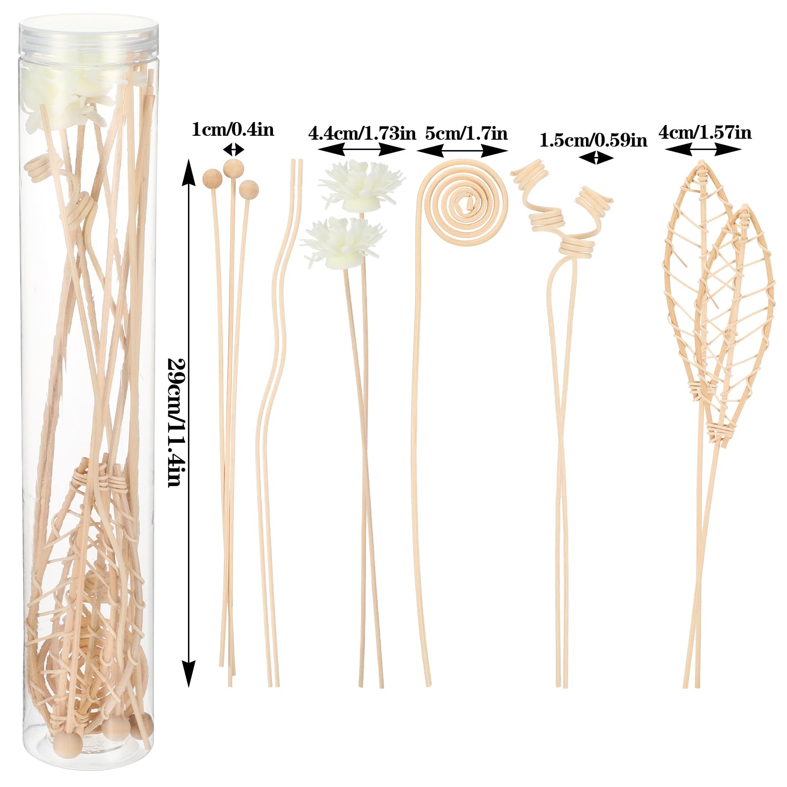 Heclia Reed Diffuser Sticks,12pcs Natural Rattan Flower Reed Fragrance Diffuser Set for Home Decor Long-Lasting Rattan Sticks for Essential Oils, Replacement Decorative Stick Office Bathroom Bedroom