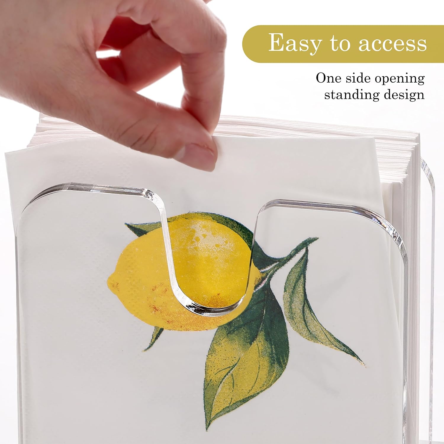DINGHUO Acrylic Cocktail Napkin Holder for Table, (5" x 5") Clear