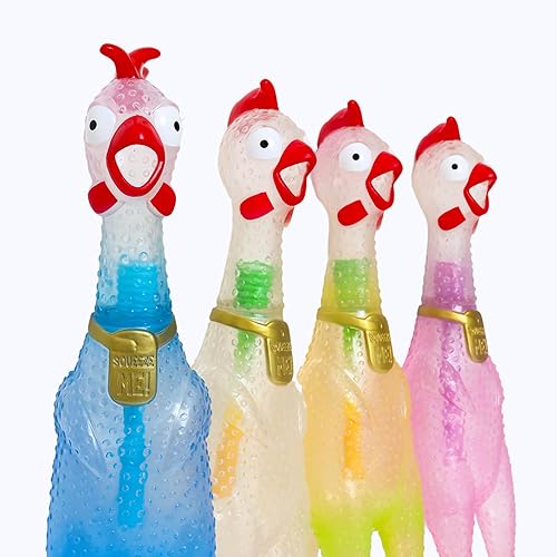 Miniatura 4 de Animolds Hug Me - Pollo gigante de goma, enorme juguete de pollo de goma que grita para niños, juguete extra grande chirriante  grita hasta 45