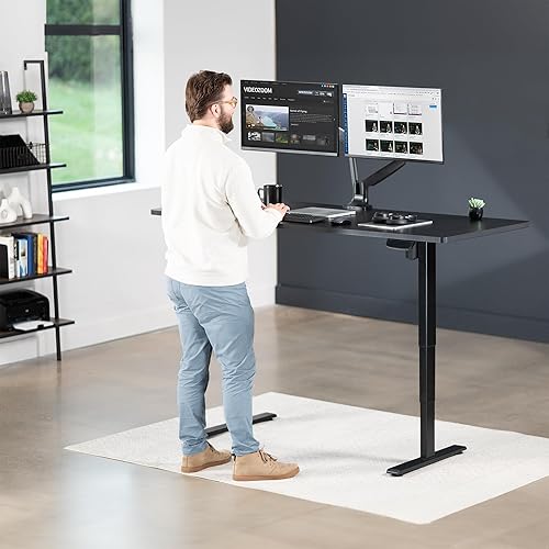 Vista 122 de VIVO DESK-TOP60G - Mesa universal de una pieza de 60 x 24 pulgadas, color gris oscuro, para marcos de escritorio estándar y sentados a pie, altura