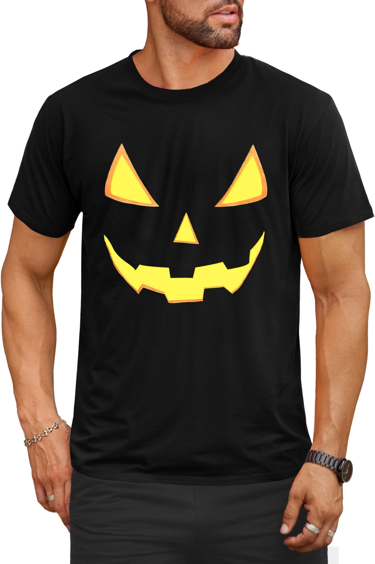 Arvilhill Mens Halloween T-Shirts Jack O' Lantern Skeleton Short Sleeve Shirt Glow in The Dark (S-3XL)