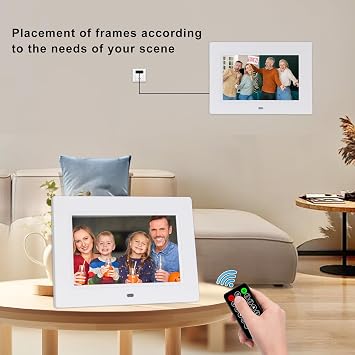 7 Inch Digital Photo Frame, Electronic Photo Frame, Digital Picture Frame 1024x600P Music Photo Video Player 4 Windows Display/Multi-Slideshow/Calendar/Clock Alarm Function with Remote Control