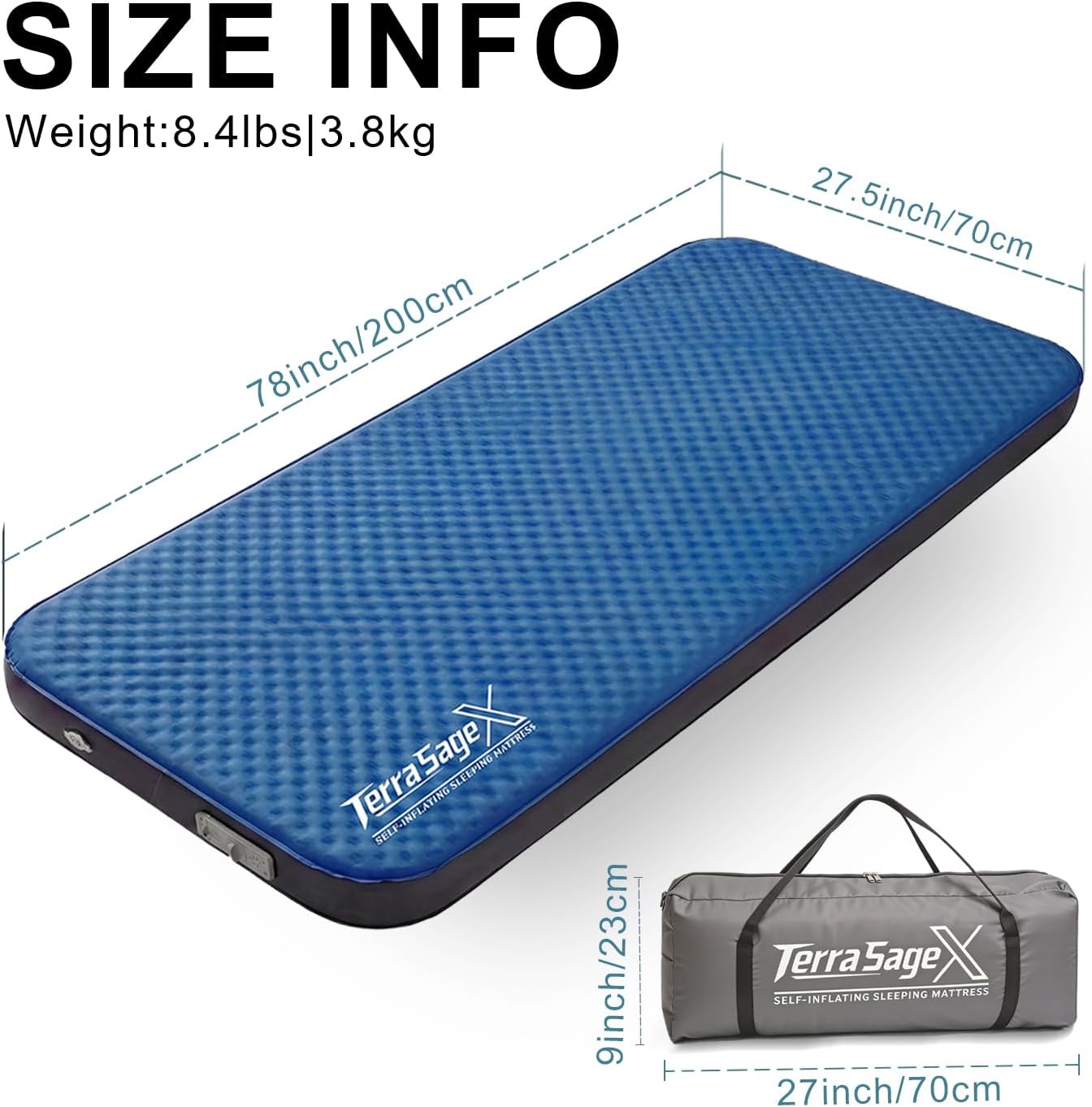 Camping Air Mattress Self-Inflating Sleeping Pad with Electric Pump, 4.5" Thick Insulated Air & Foam Mat for Tent Camping, Portable & Comfortable for 4-Season Use(Single,Blue)