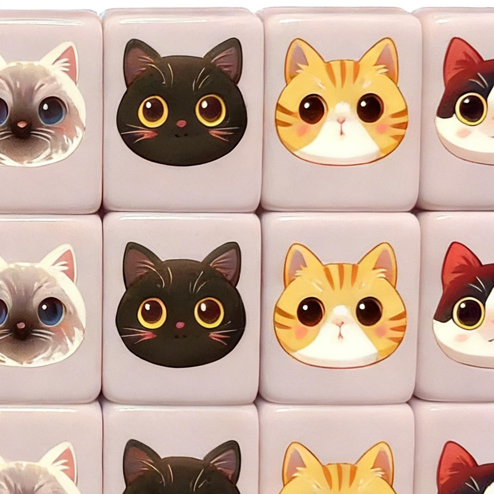 Generico Set Mahjong, Mini Gioco Mahjong con 64 tessere con bandiera nazionale/modello simpatico cane e gatto, gioco da tavolo per famiglie per feste e viaggi