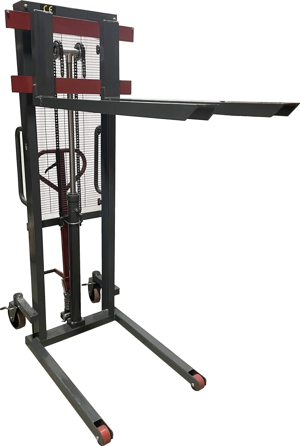 Manual Stacker Hand/Foot Pump Lift Truck - Compact and Easy to Use Hydraulic Lift - 2200 lbs Capacity for Skid/Single Sided Pallet