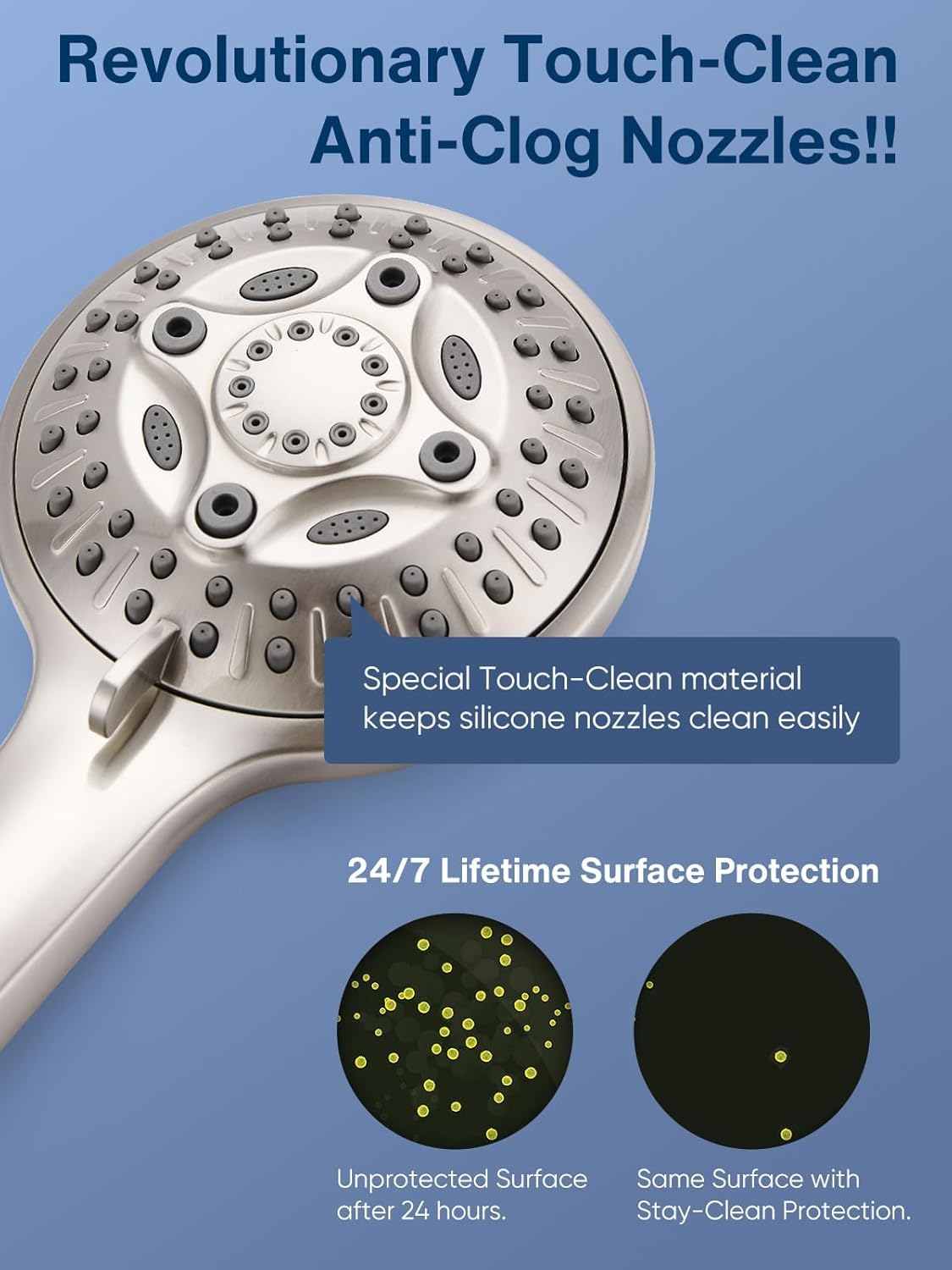 12 Inch Rain Shower Head - High Pressure Shower Head, Dual Shower Heads with 8 Modes Handheld Spray Combo - Upgrade Extension Arm Height Adjustable, Brushed Nickel