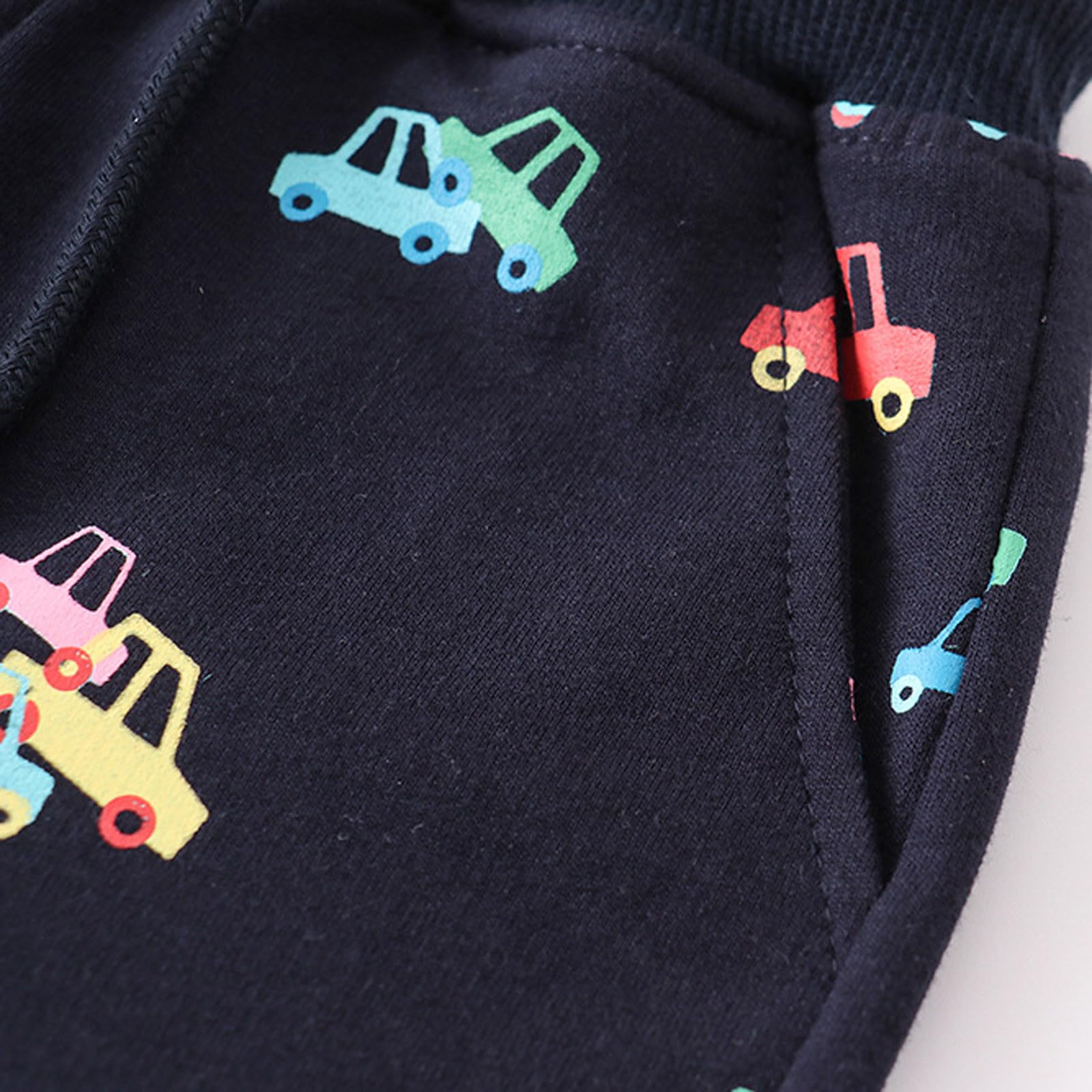 Generisch Short de jogging court pour enfants garçons short en coton excavatrice dinosaure espace planètes couleur unie enfant été pantalon décontracté