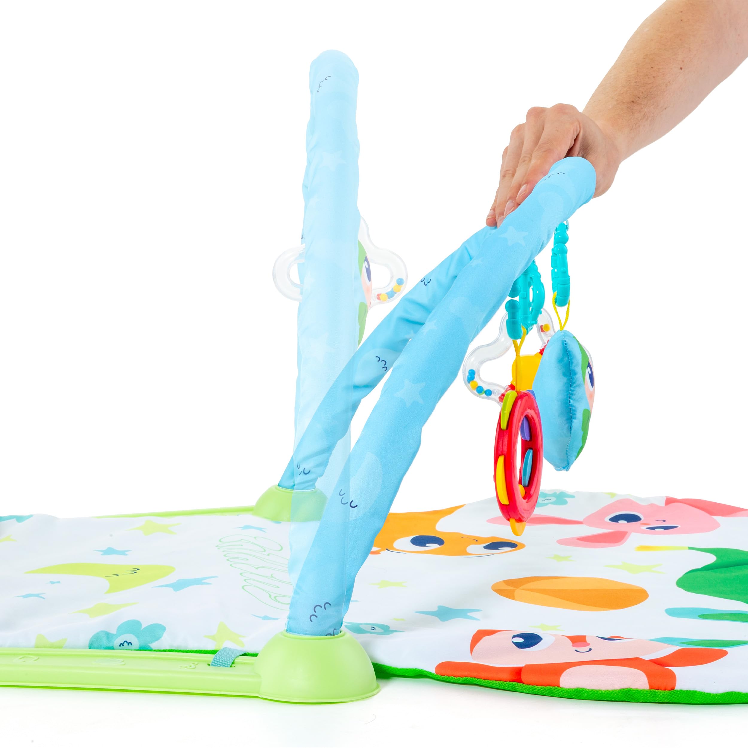 MOLTO - Gusy Luz Alfombra Gimnasio Bebé Activity Piano con Luces, Sonidos y 20 Melodías, Manta de Juegos Infantil con 4 Modos, 3 Juguetes y Pian, Lavable, Plegable y Portátil, + 0 Años