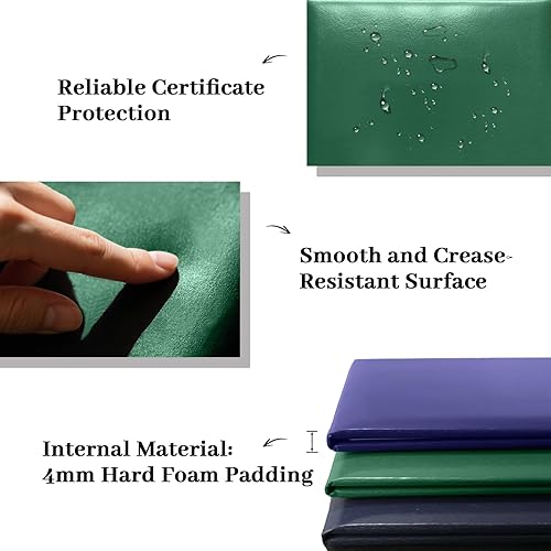 Vista 19 de Happy Secret Cubierta para diploma de 8.5 x 11 pulgadas, soporte para certificado de graduación, cubiertas de certificado de cuero liso (morado)