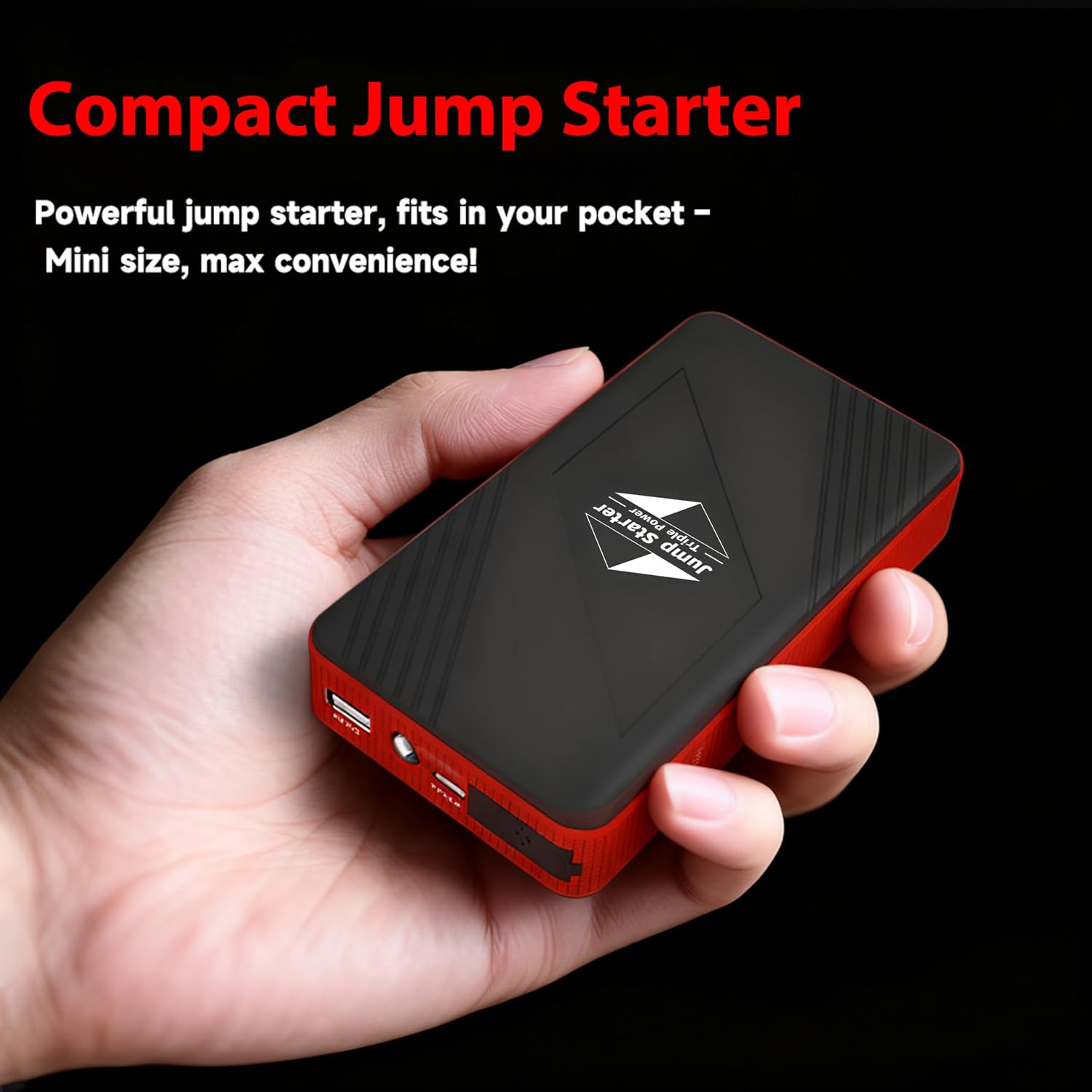Car Battery Jump Starter, 1000A Peak Car Jumper Starter Battery Pack for Up to 6.0L Gas & 3.0L Diesel Engines, 12V Portable Jump Box with 3 Modes Flashlight and Jumper Cable