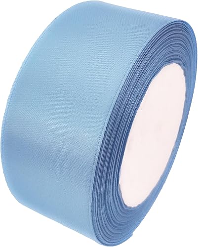 Cinta de satén azul cielo para envolver regalos de 1.5 pulgadas x 25 yardas, cinta de tela de color sólido para manualidades, lazos para el cabello,