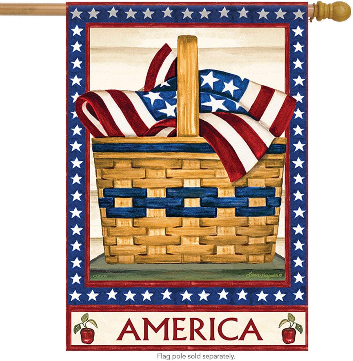 Carson Home Accents Outdoor Flag, America Basket, Large