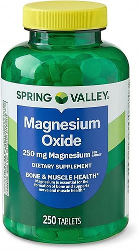 Suplemento de magnesio – Óxido de magnesio 250 mg, fórmula vegetariana dietética diaria, suplementos esenciales de magnesio para apoyo óseo y