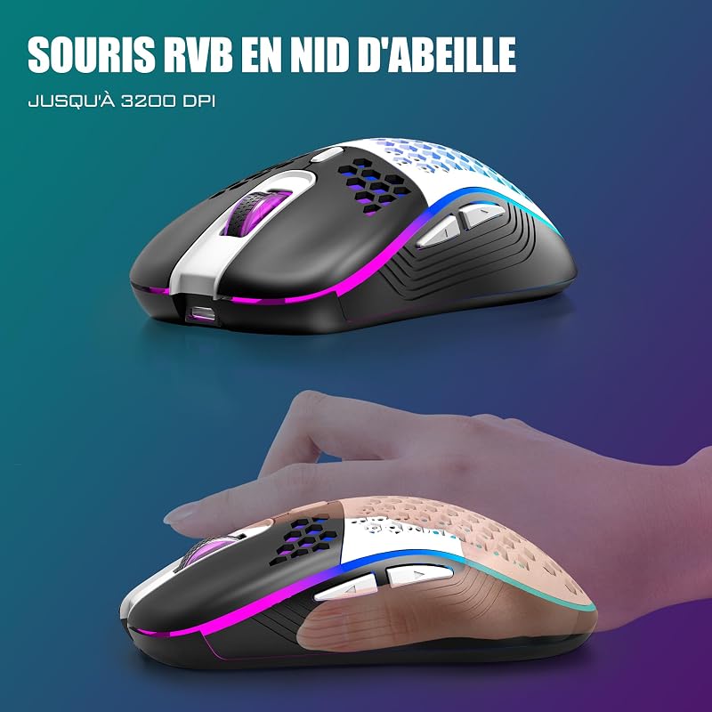 RedThunder K84 Combo Vezeték nélküli AZERTY Billentyűzet és Egér RGB Háttérvilágítással