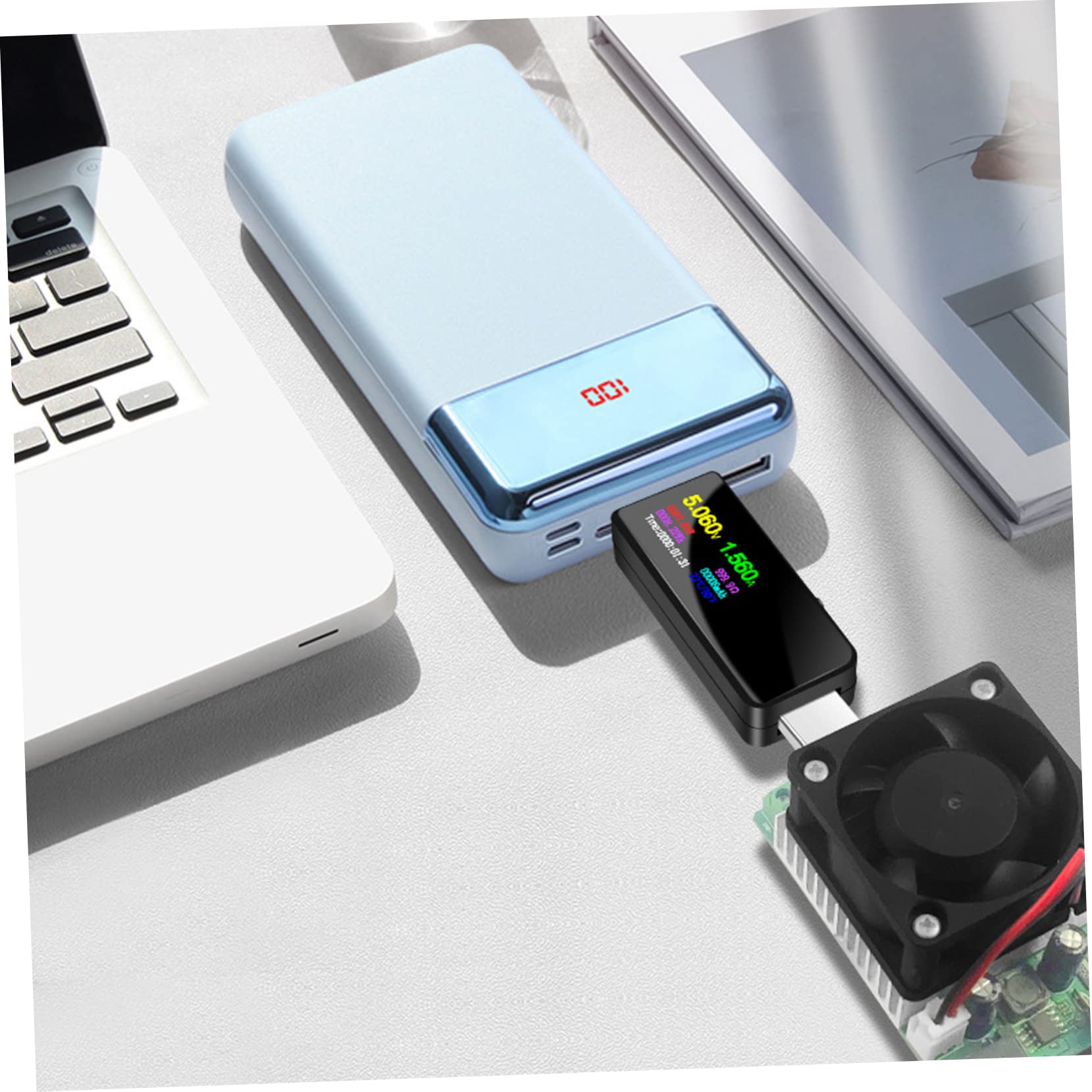 Uonlytech 5-teiliges Usb-spannungsmessgerät Usb-leistungsmessgerät Digitaler Usb-tester Monitor Ladestatus Echtzeit-datenleitungstest 12800 Lcd-display