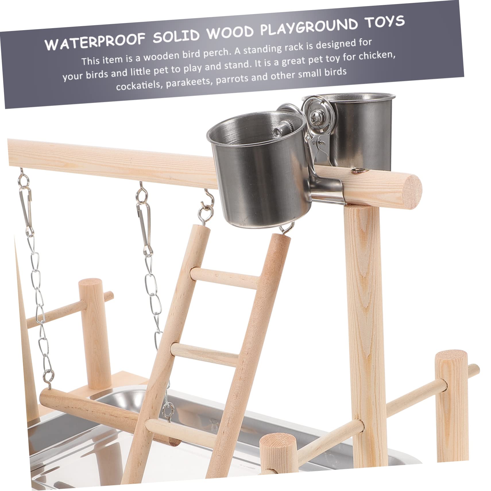 TOYANDONA Supporto Gioco per Pappagalli in Legno, Addestramento | Beige, per Uccelli Domestici, da Tavolo, Sicuro da Mordere, Struttura Singola