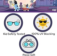Vista 6 de Bluey - Lentes de sol para niños pequeños, cómodos lentes de sol Bluey con protección UV, tamaño pequeño con funda de transporte suave, accesorios
