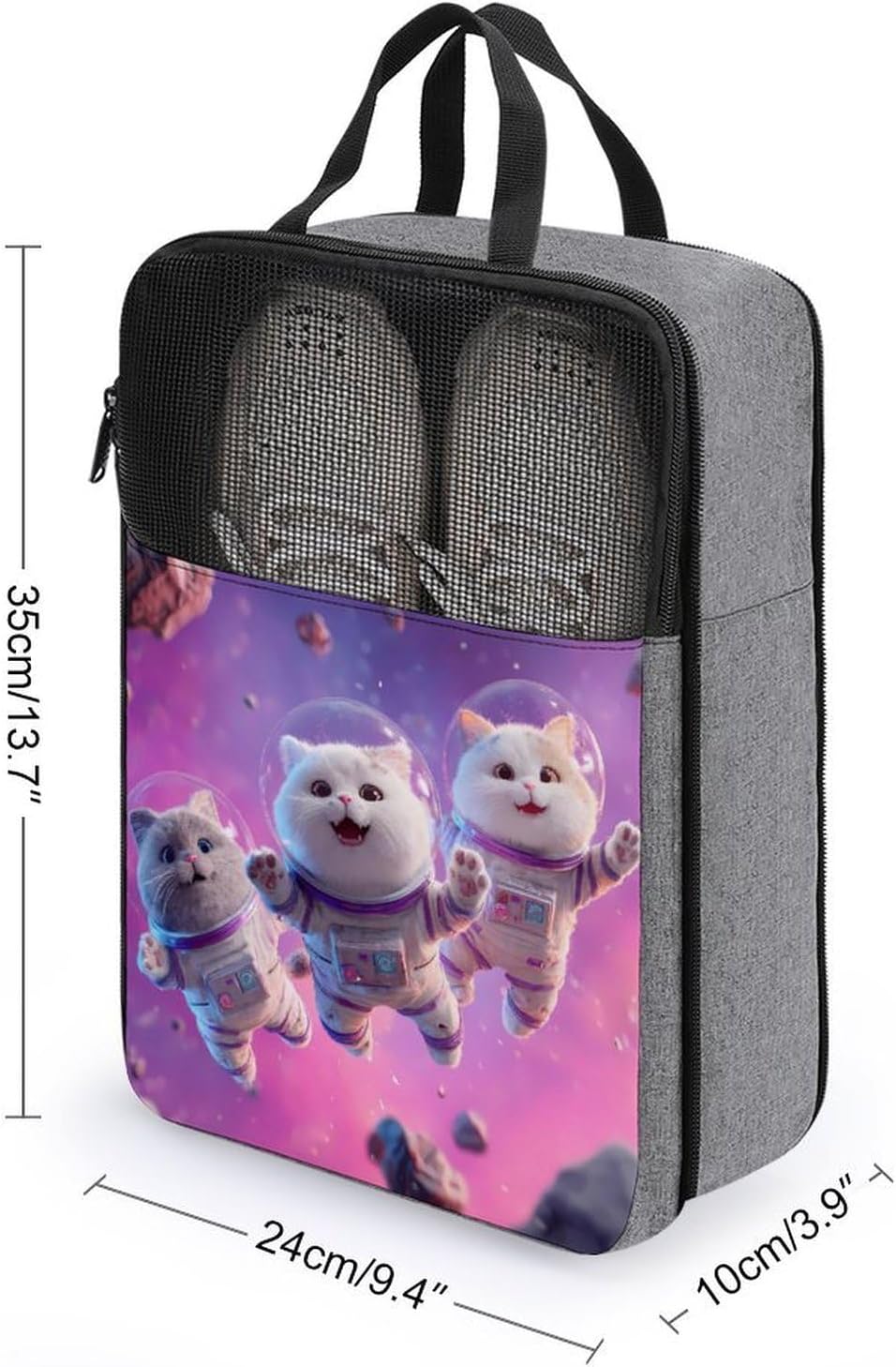 Cute Cats in Space1 Large Shoe Bags for Packing with Clear Window Storage Bag for Men Women Travel