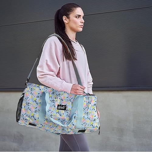 Vista 6 de WOLT Bolsa de viaje Bolsas de fin de semana para mujer, bolsa de transporte para artículos personales de 40 litros con bolsillo para ropa húmeda