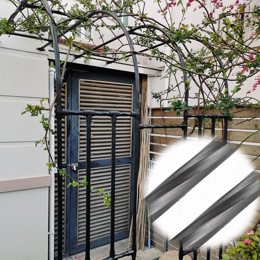 7.8ft Metal Garden Arbor Arch for Climbing Vines, Outdoor Patio Trellis, Half-Sided Black Archway for Backyard & Courtyard, 110" W x 95" H x 16" D