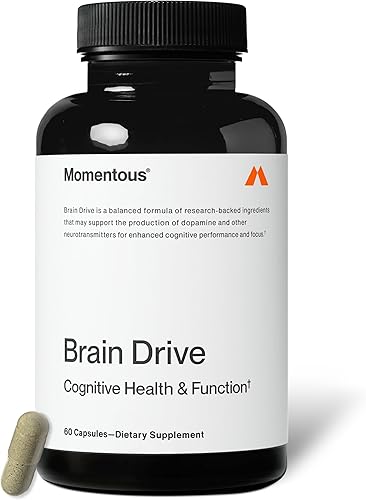 Momentous Suplemento nootrópico Brain Drive - Suplemento cerebral para apoyo de memoria y concentración - Certificado NSF para deporte - Sin OMG y
