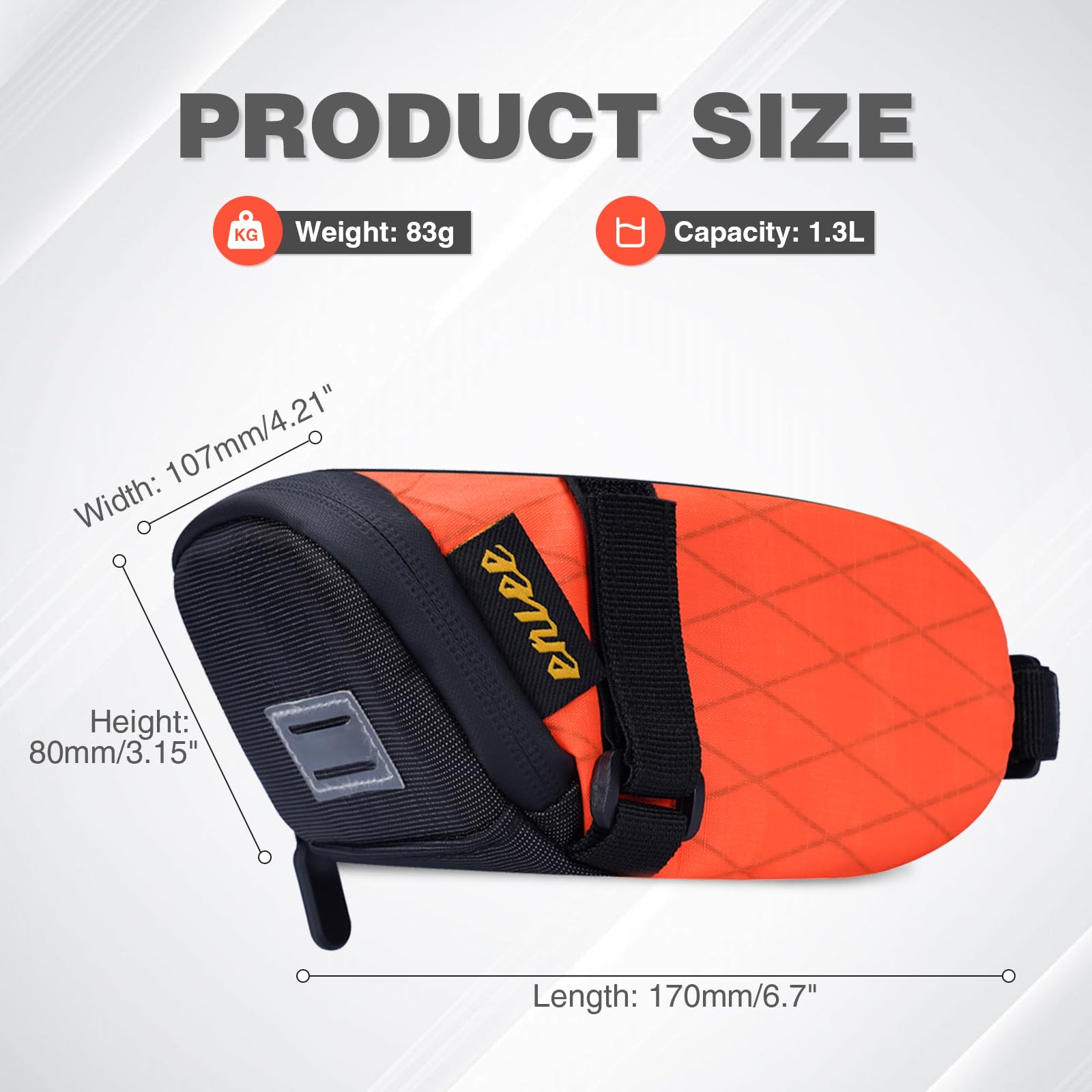 ZUKKA Alforjas para sillín de bicicleta con reflectante Under Saddle Bag Storage Pouch Waterproof Bag Cycling Pack Universal Fit 1.3L Capacity Lightweight for Mountain Bike Road Bike