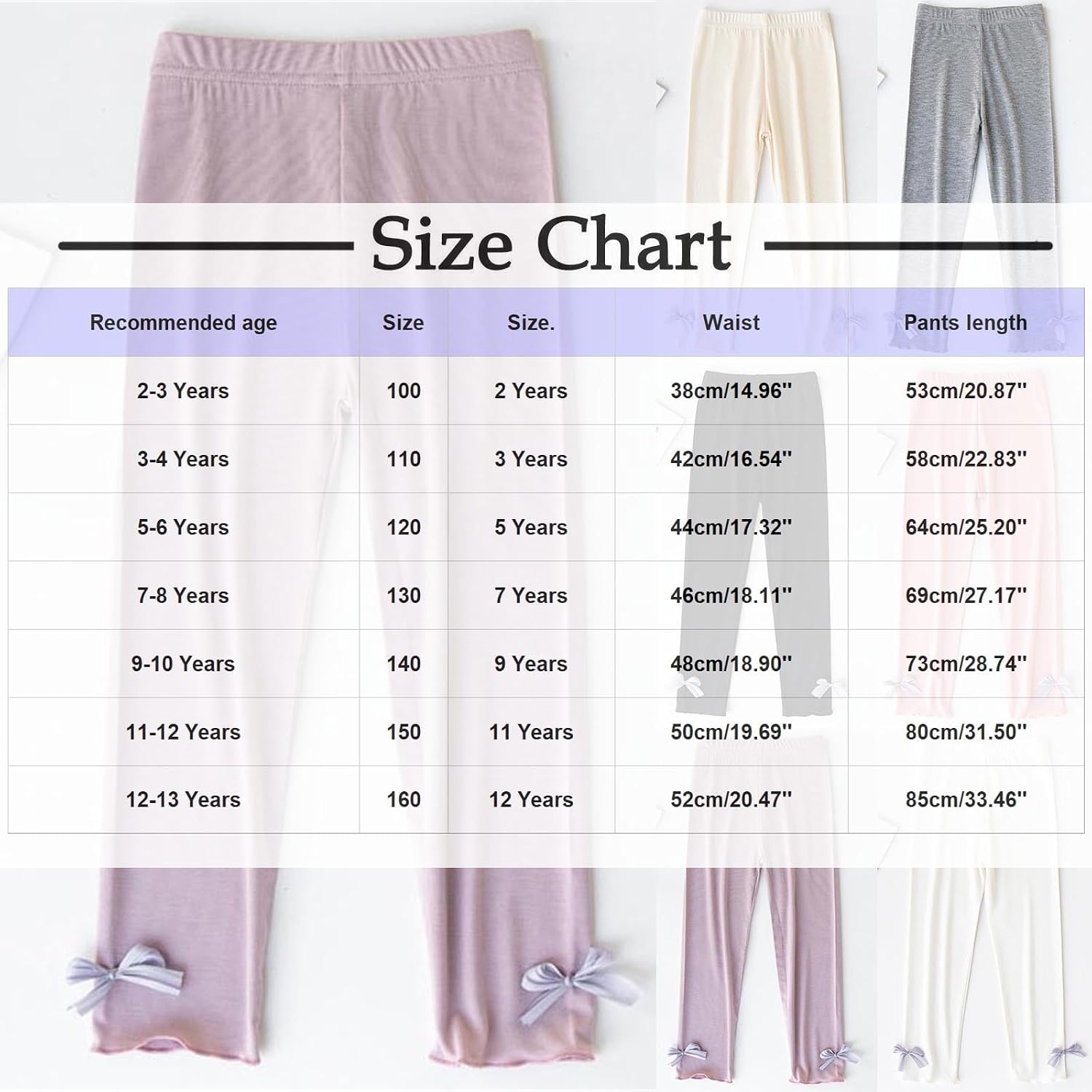 Girls Leggings Bowknot Straight Leg Yoga Pants Kids Tween Elastic Waisted Casual Loose Tights Cotton Clothes
